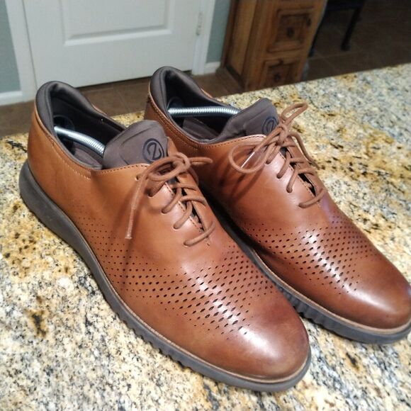 Cole Haan Men's 2.ZeroGrand Lined Laser Wingtip Oxford Brown C25351 Sz 12M EUC - Picture 2 of 12